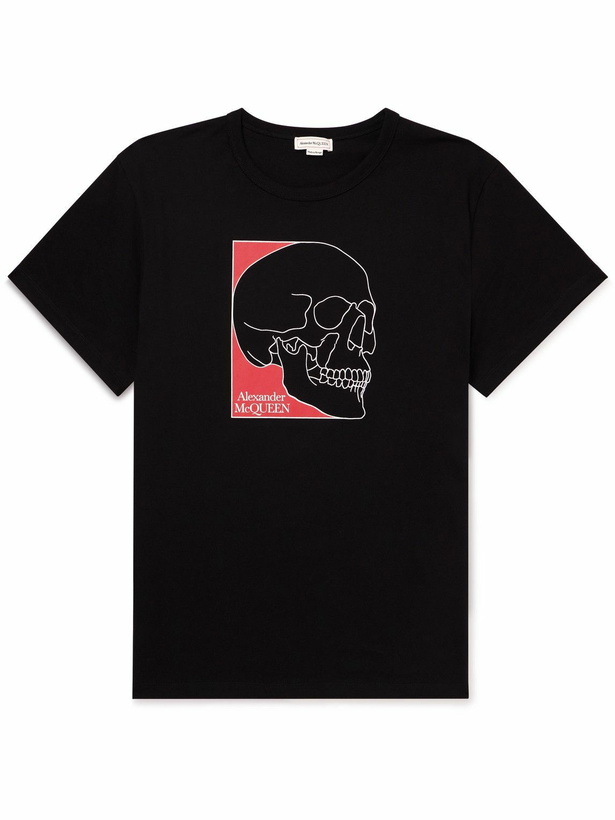 Photo: Alexander McQueen - Printed Cotton-Jersey T-Shirt - Black