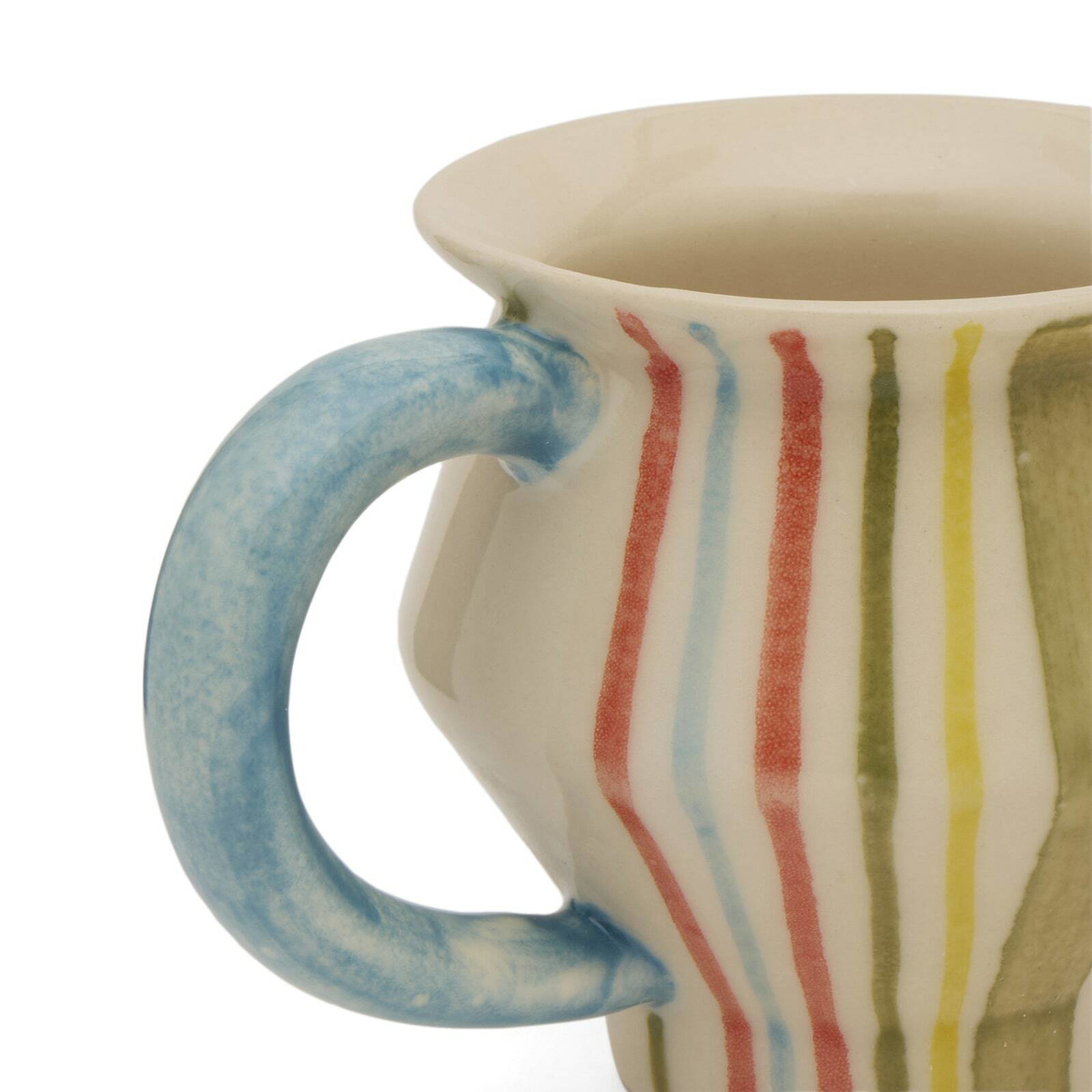 Damson Madder Women's Angular Mug - Stripes in Yellow/Green 