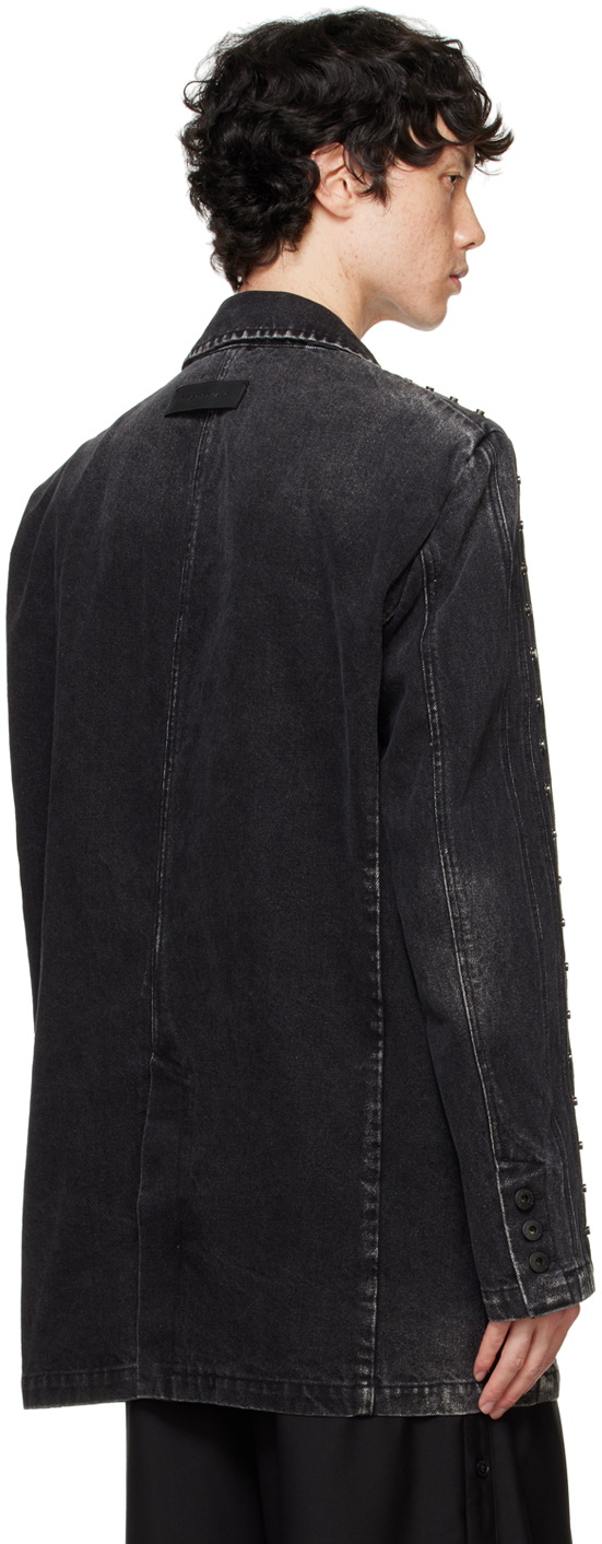 Feng Chen Wang Black Paneled Denim Blazer