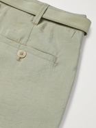 LEMAIRE - Belted Pleated Silk-Blend Trousers - Green - IT 52