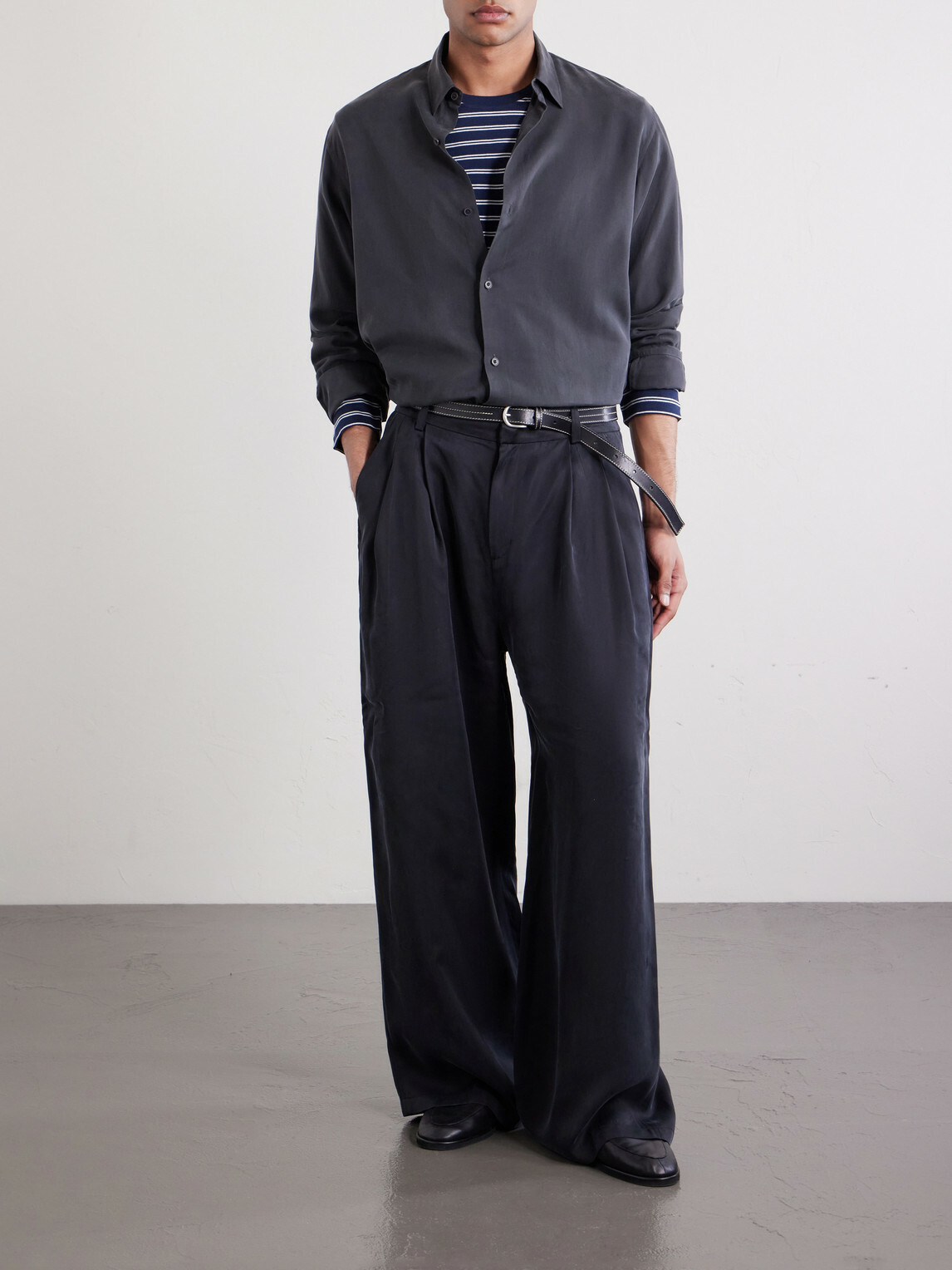 Kaptain Sunshine - Silk-Gabardine Shirt - Gray