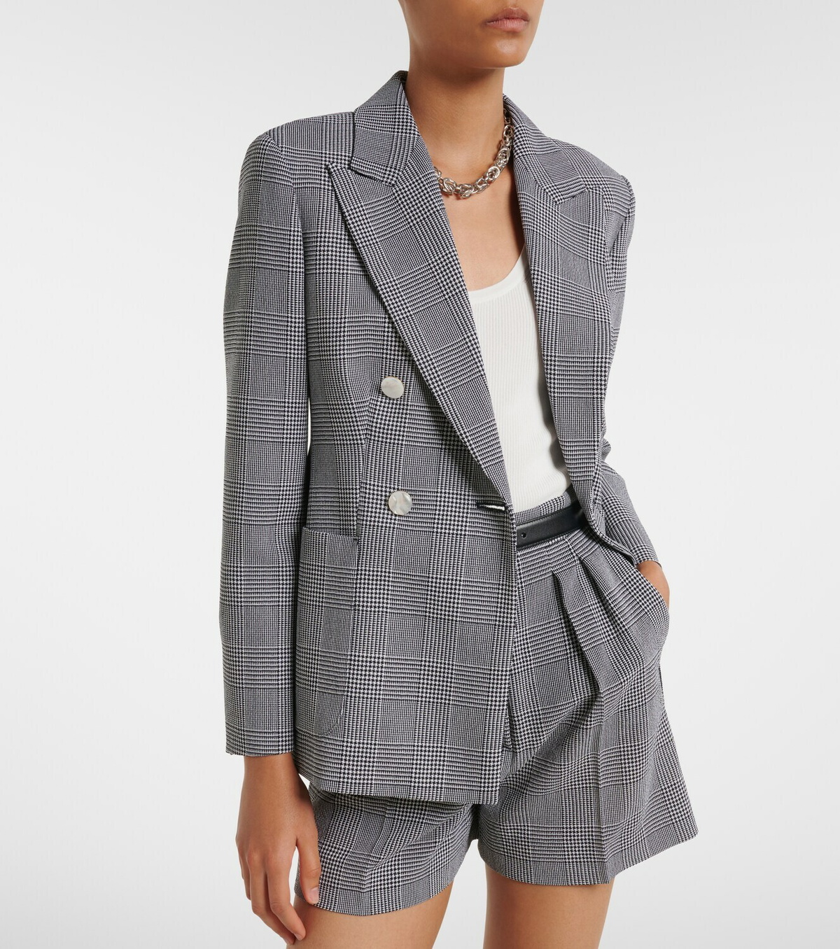 Max Mara Prince of Wales check virgin wool blazer