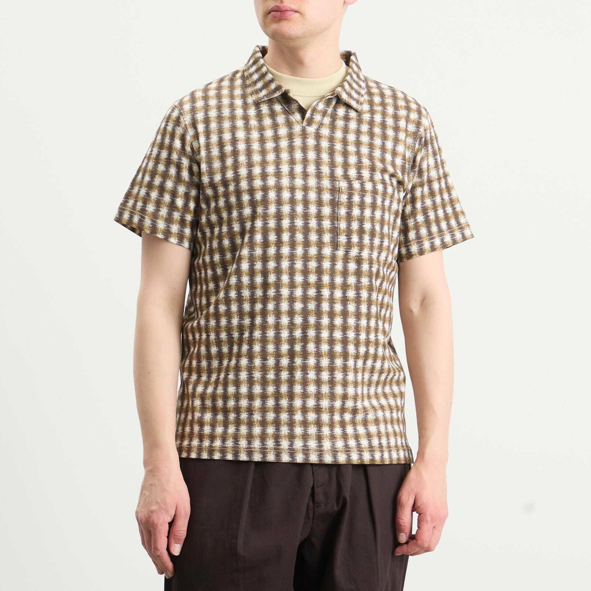 Universal Works Men's Sound Wave Vacation Polo in Brown