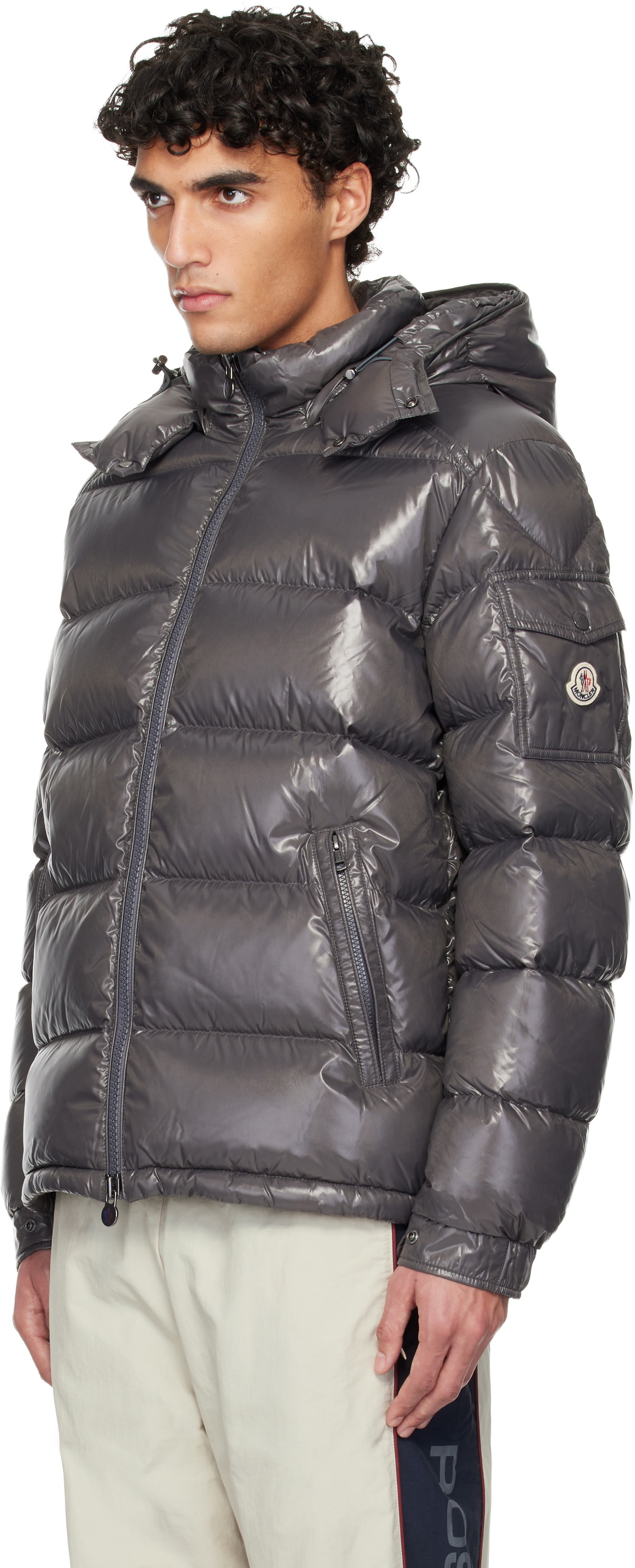 Moncler Gray Moncler Maya Hooded Short Down Jacket