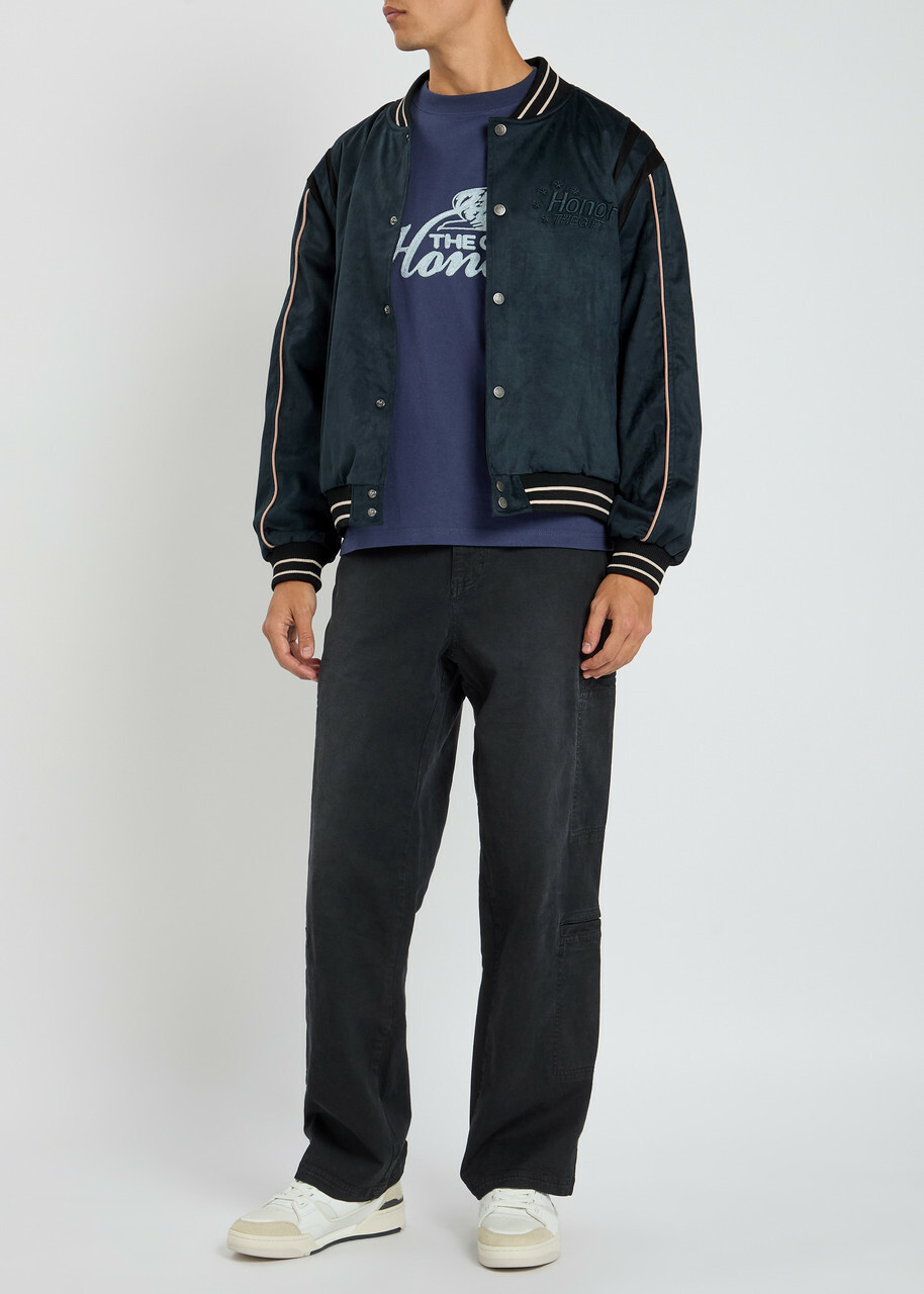 Honor The Gift Oil Head Velvet Varsity Jacket Navy