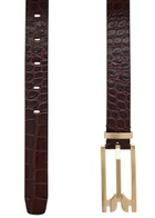 Victoria Beckham Dorian Pin Buckle Crocodile-effect Leather Belt Dark Brown