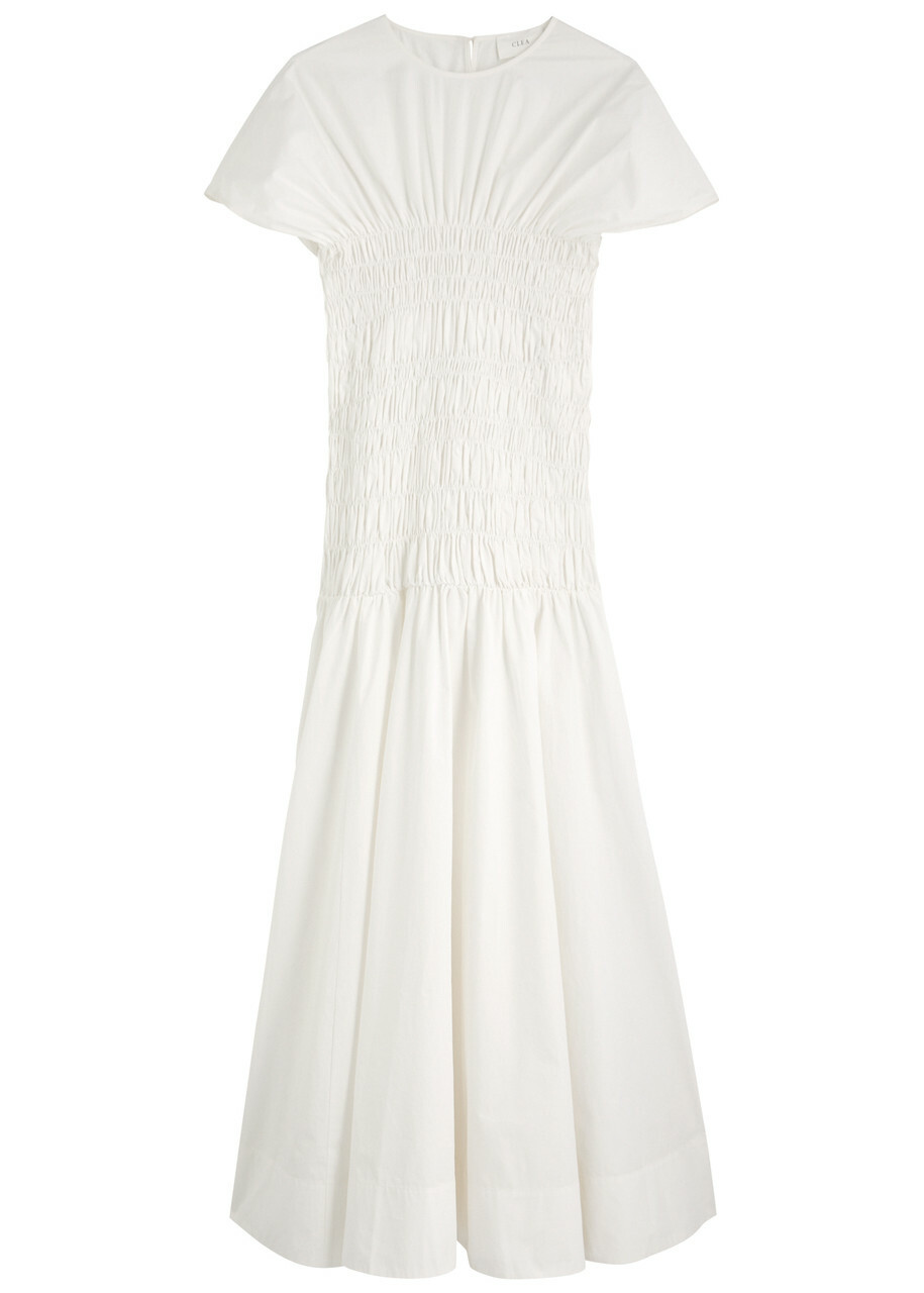 Clea Piera Cotton-poplin Midi Dress White