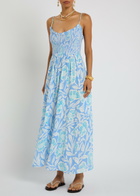 Free People Sweet Nothings Printed Cotton Midi Dress Blue