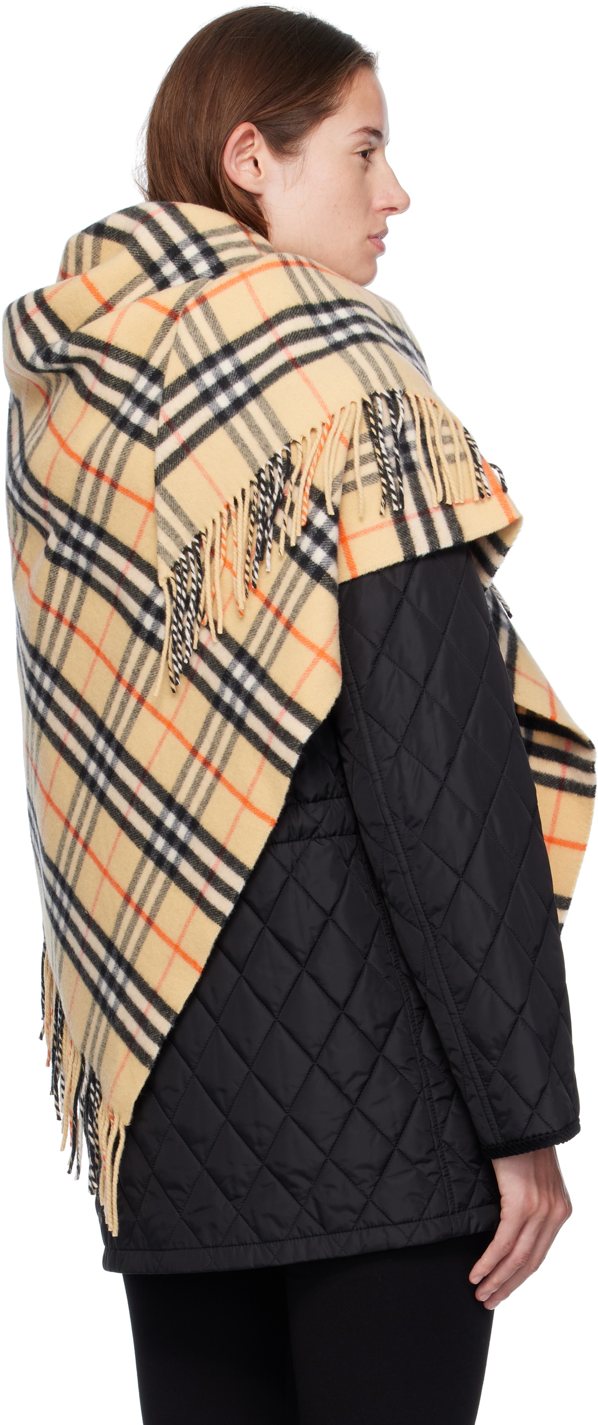Burberry Beige Check Wool Cashmere Cape