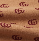 GUCCI - Slim-Fit Logo-Jacquard Wool Sweater - Brown