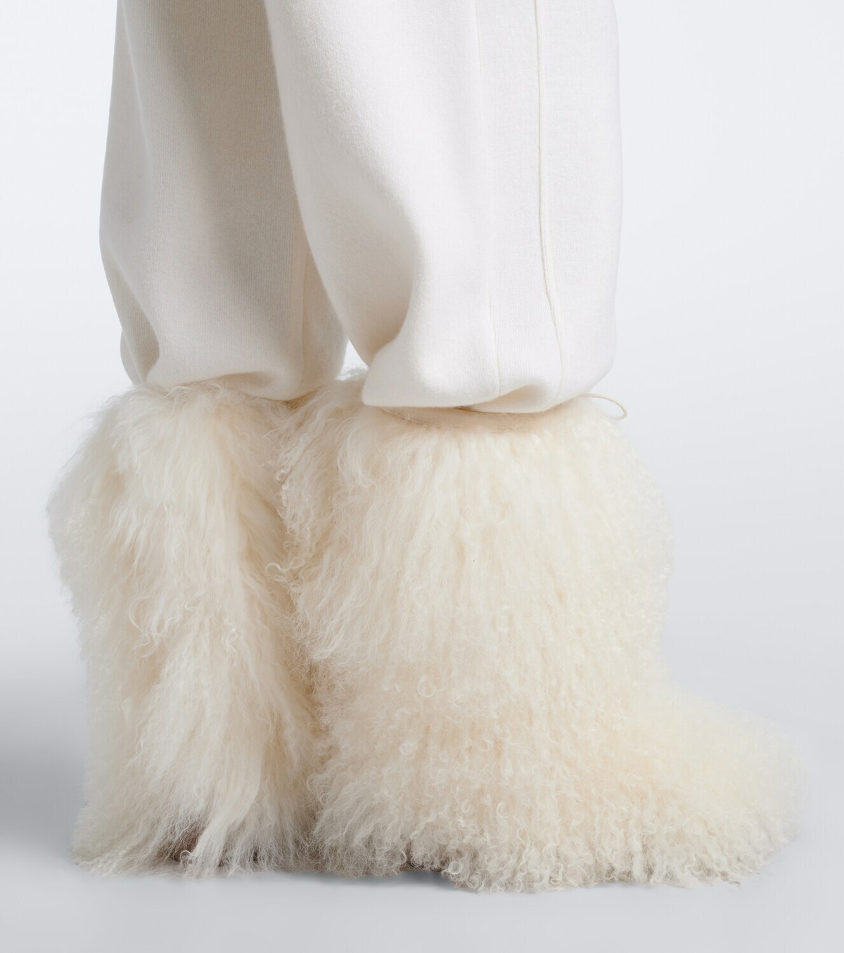 Yves Salomon Leather-trimmed shearling mid-calf boots
