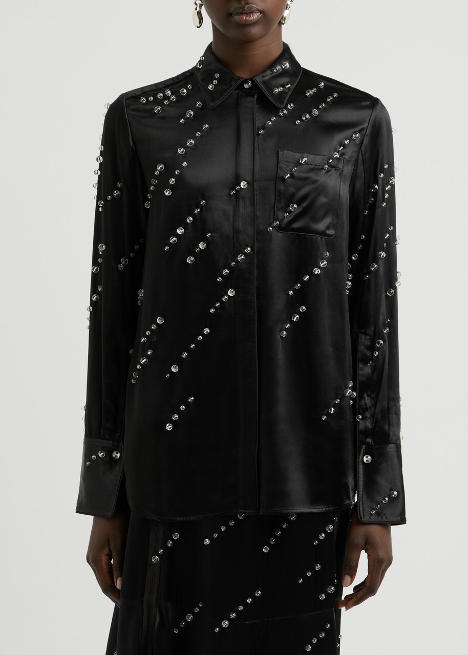 3.1 フィリップリム EMBELLISHED LS SATIN BLOUSE 3.1 フィリップリム EMBELLISHED LS SATIN BLOUSE 【公式通販】