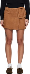 AMI Paris Tan Goat Leather Big Buckle Belted Miniskirt