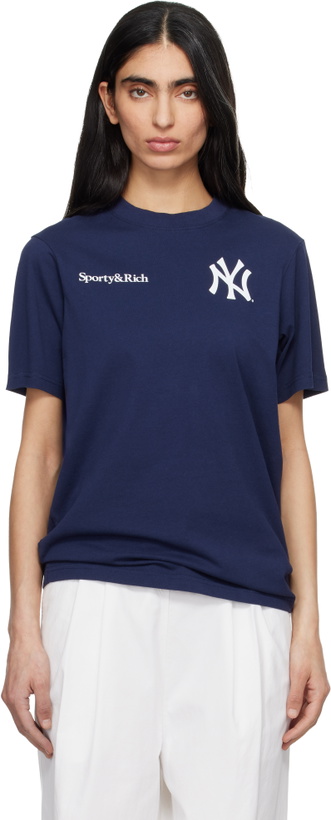 Photo: Sporty & Rich Navy '47 Edition 'Yankees' Curve T-shirt