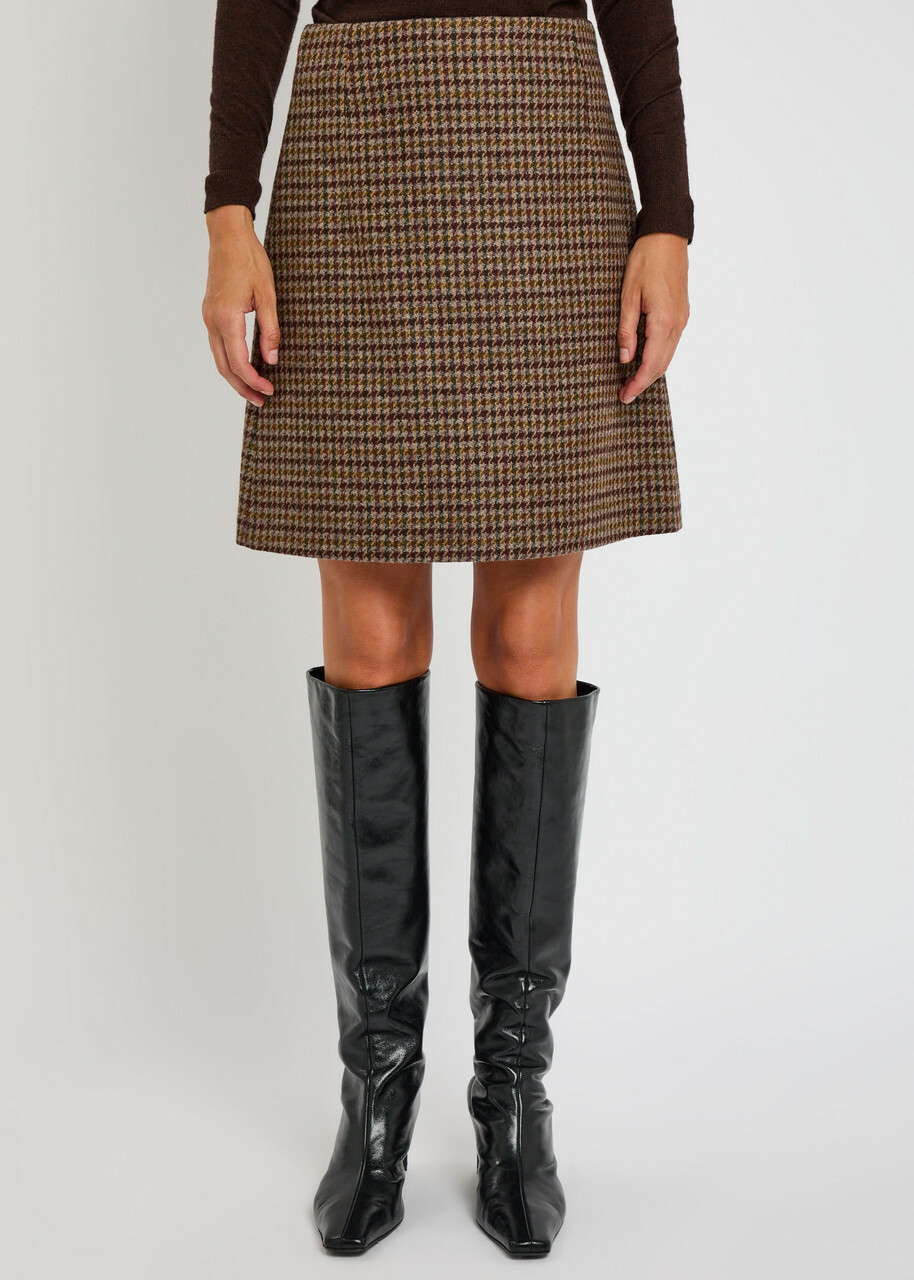Weekend Max Mara Houndstooth Wool-blend Mini Skirt Brown