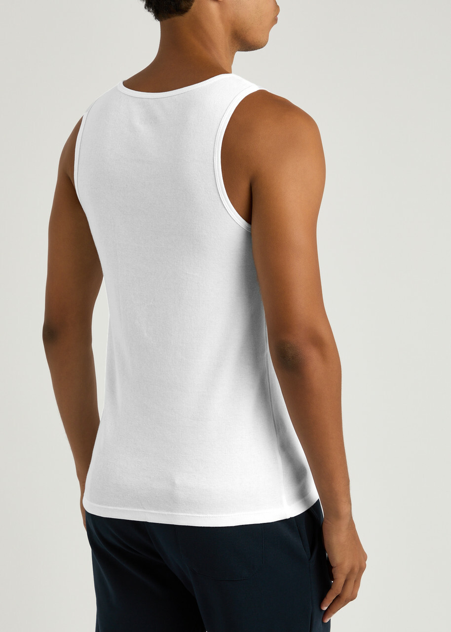 Boss Logo-embroidered Cotton Tank set of Three White