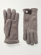 Brunello Cucinelli - Leather-Trimmed Suede Gloves - Gray