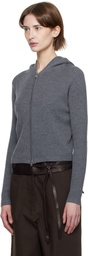 AARON ESH Gray Knitted Scarf & Hoodie Set