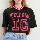 ICECREAM Women's Cropped Football Jersey in Black