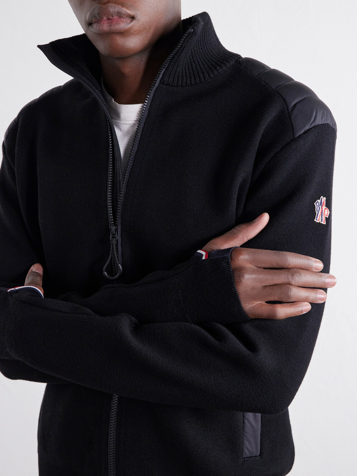 Moncler Grenoble - Padded Shell-Trimmed Wool-Blend Down Ski Mid-Layer - Black
