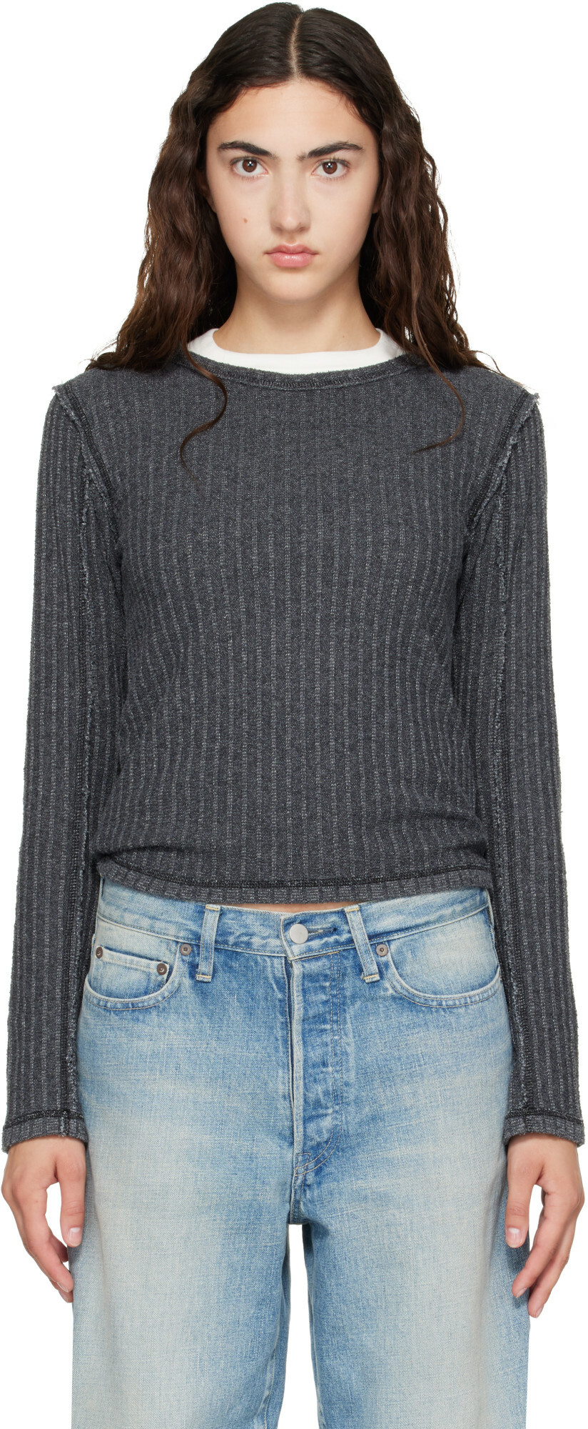 mfpen Gray LS Rib T-shirt