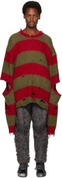 Doublet Red & Khaki Oversized Sweater