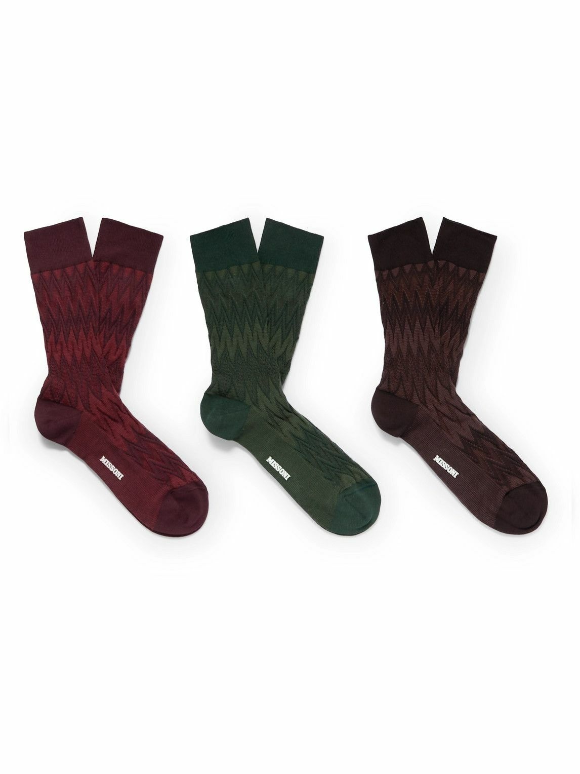 Photo: Missoni - Three-Pack Cotton-Blend Jacquard Socks - Multi