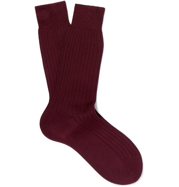 Photo: Berluti - Ribbed Cotton Socks - Men - Burgundy