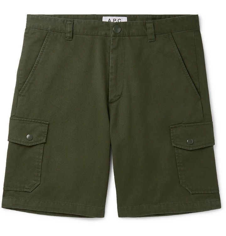 Photo: A.P.C. - Slim-Fit Cotton-Twill Cargo Shorts - Green