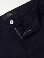 Brioni - Straight-Leg Cotton-Moleskin Trousers - Blue