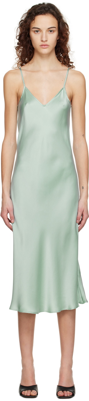 Silk Laundry Blue 90s Slip Midi Dress Silk Laundry
