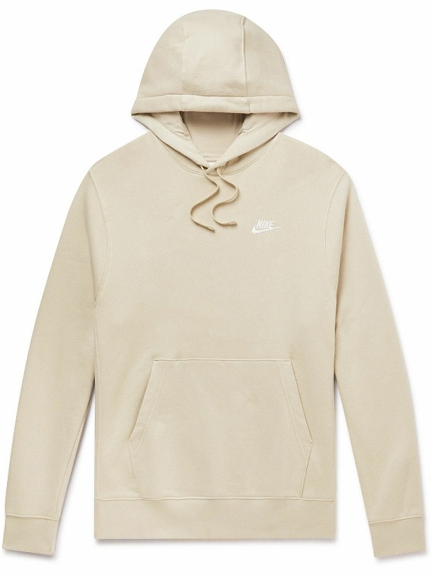 Photo: Nike - NSW Club Logo-Embroidered Cotton-Blend Jersey Hoodie - Neutrals
