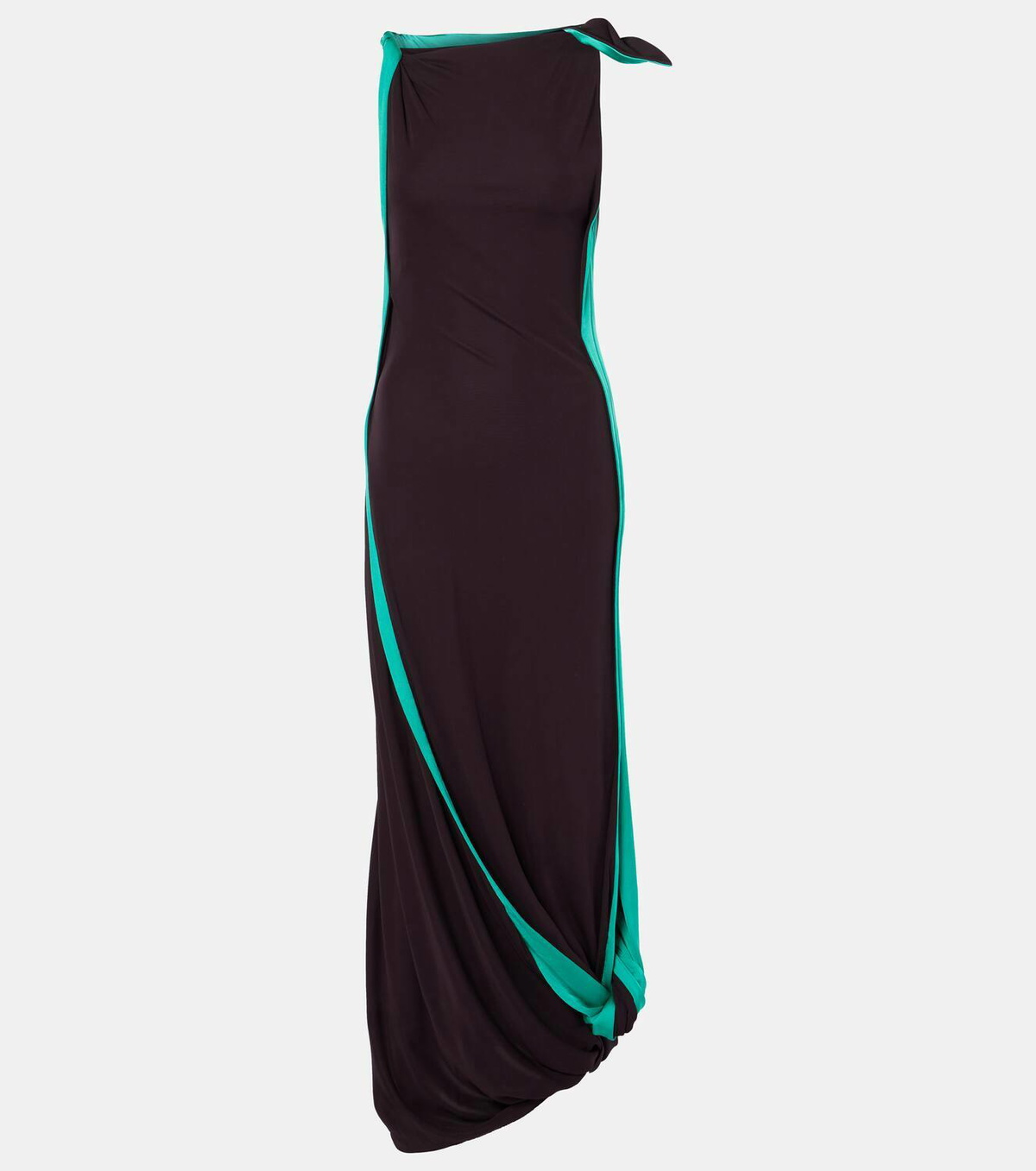 victoria beckham asymmetric draped midi dress Victoria Beckham Posy Blossom Jacquard Asymmetric Drape Gown