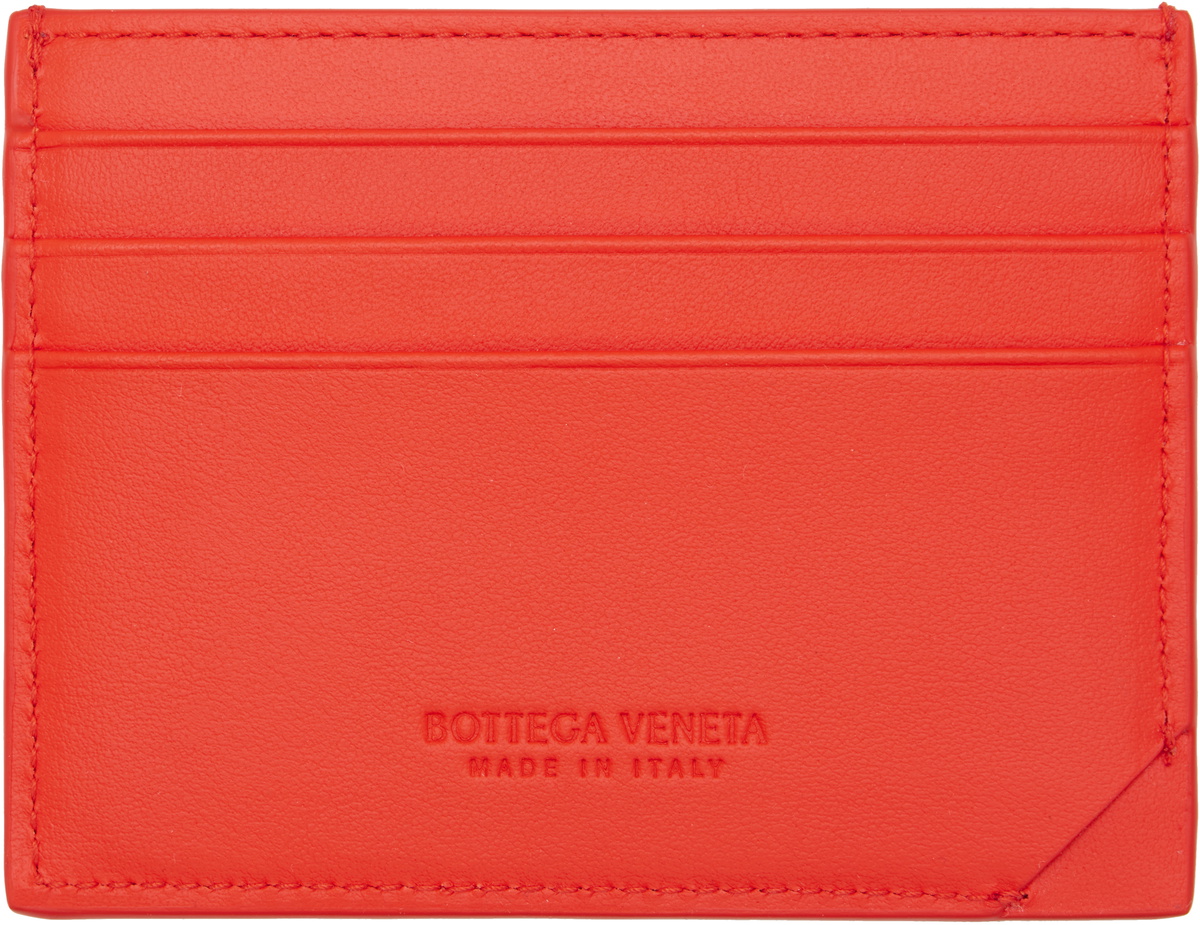 Bottega Veneta Red Intrecciato Stamp Credit Card Holder