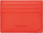 Bottega Veneta Red Intrecciato Stamp Credit Card Holder