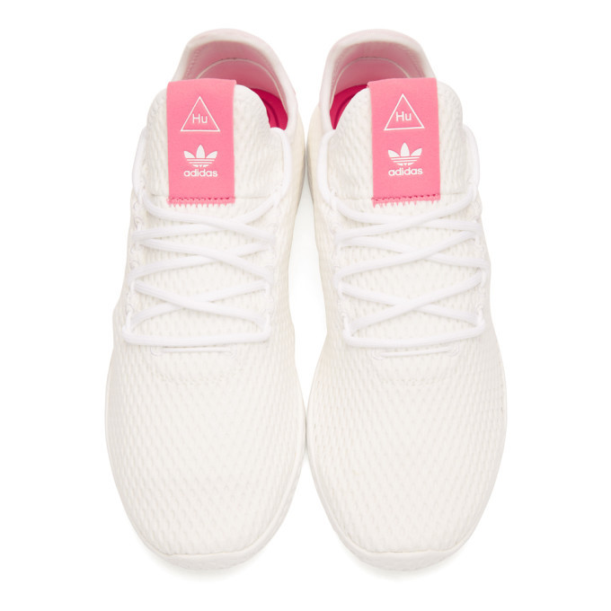 adidas Originals x Pharrell Williams White and Pink Tennis Hu Sneakers
