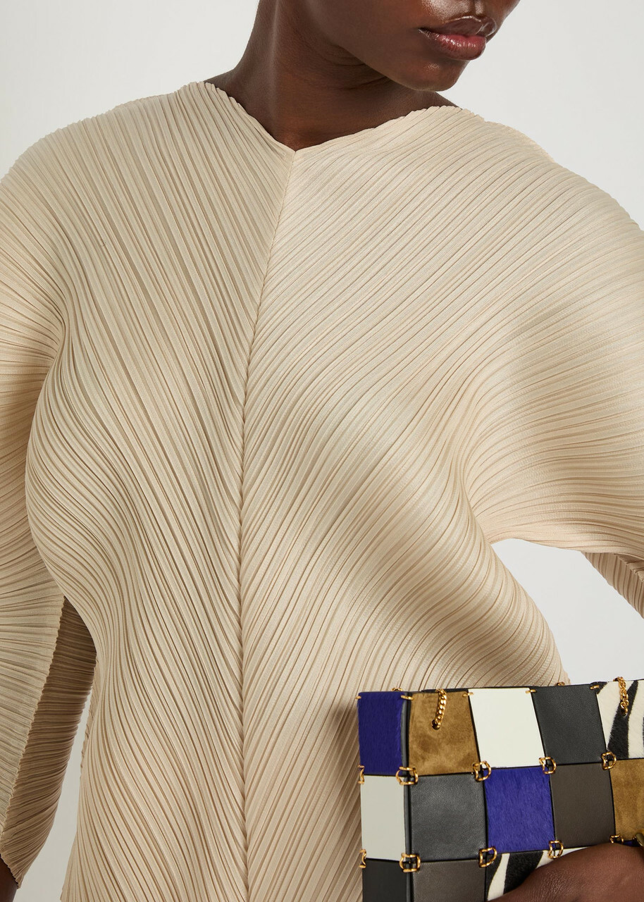 Pleats Please Issey Miyake Pleated Sculpted Woven top - Beige - One Size