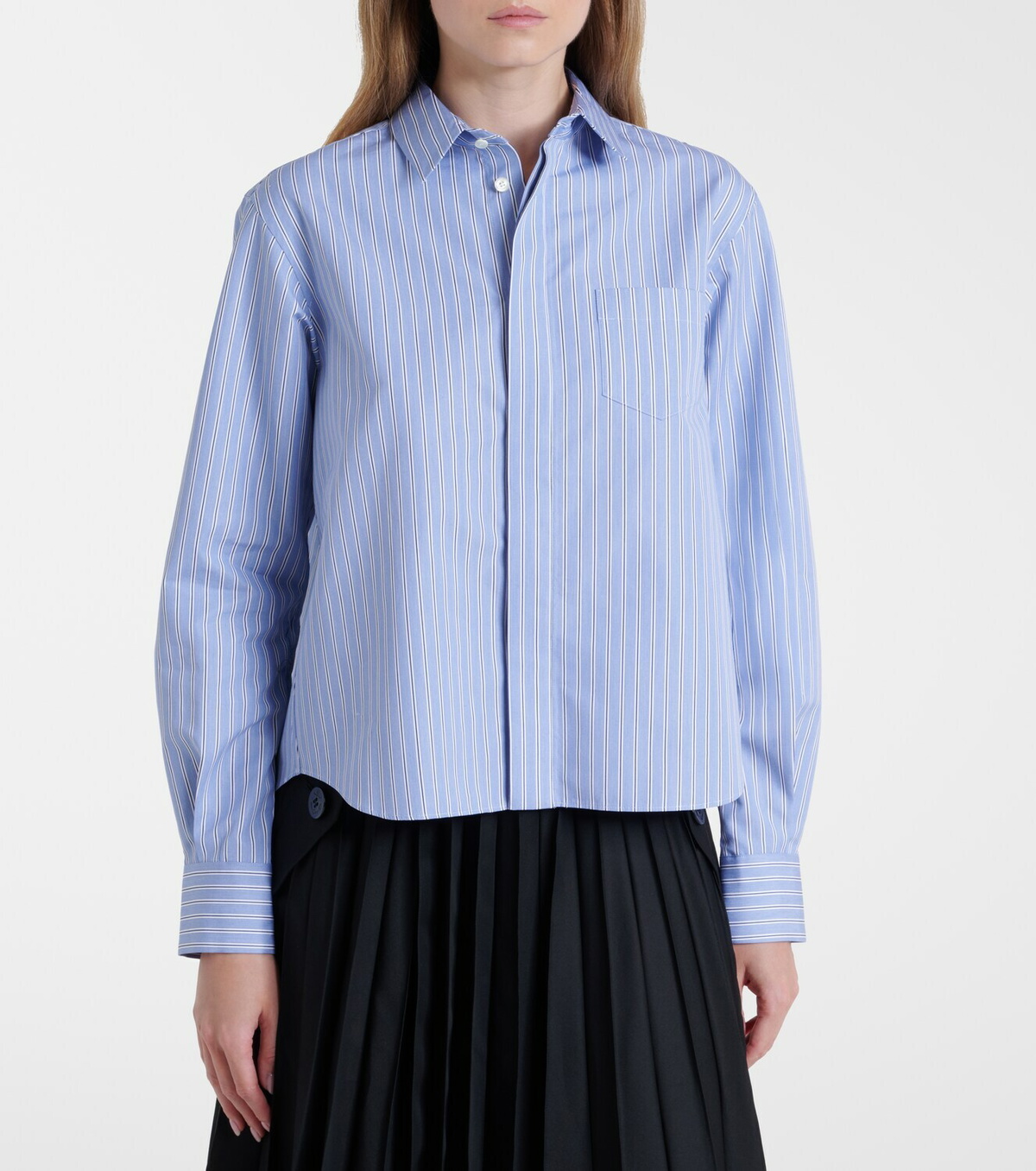 Sacai Striped cotton-blend poplin shirt