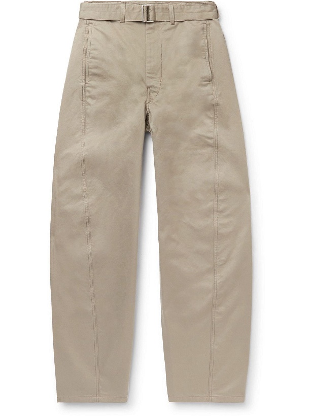 Photo: Lemaire - Wide-Leg Belted Cotton-Canvas Trousers - Neutrals