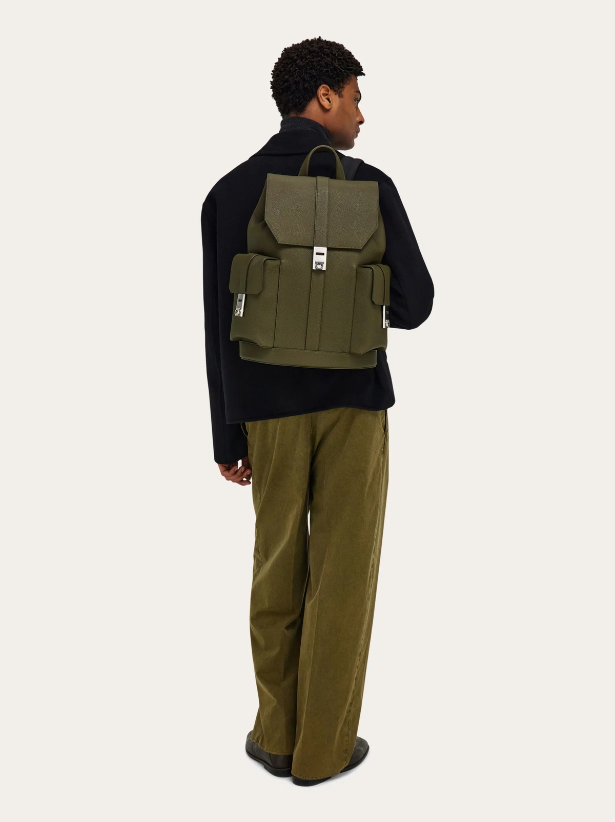 Ferragamo Mens Utility backpack with Hug buckles in Green