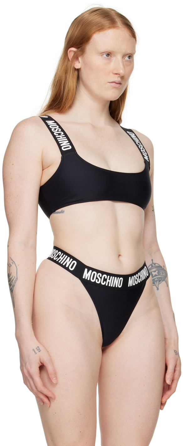 Moschino Black Scoop Neck Bikini Top