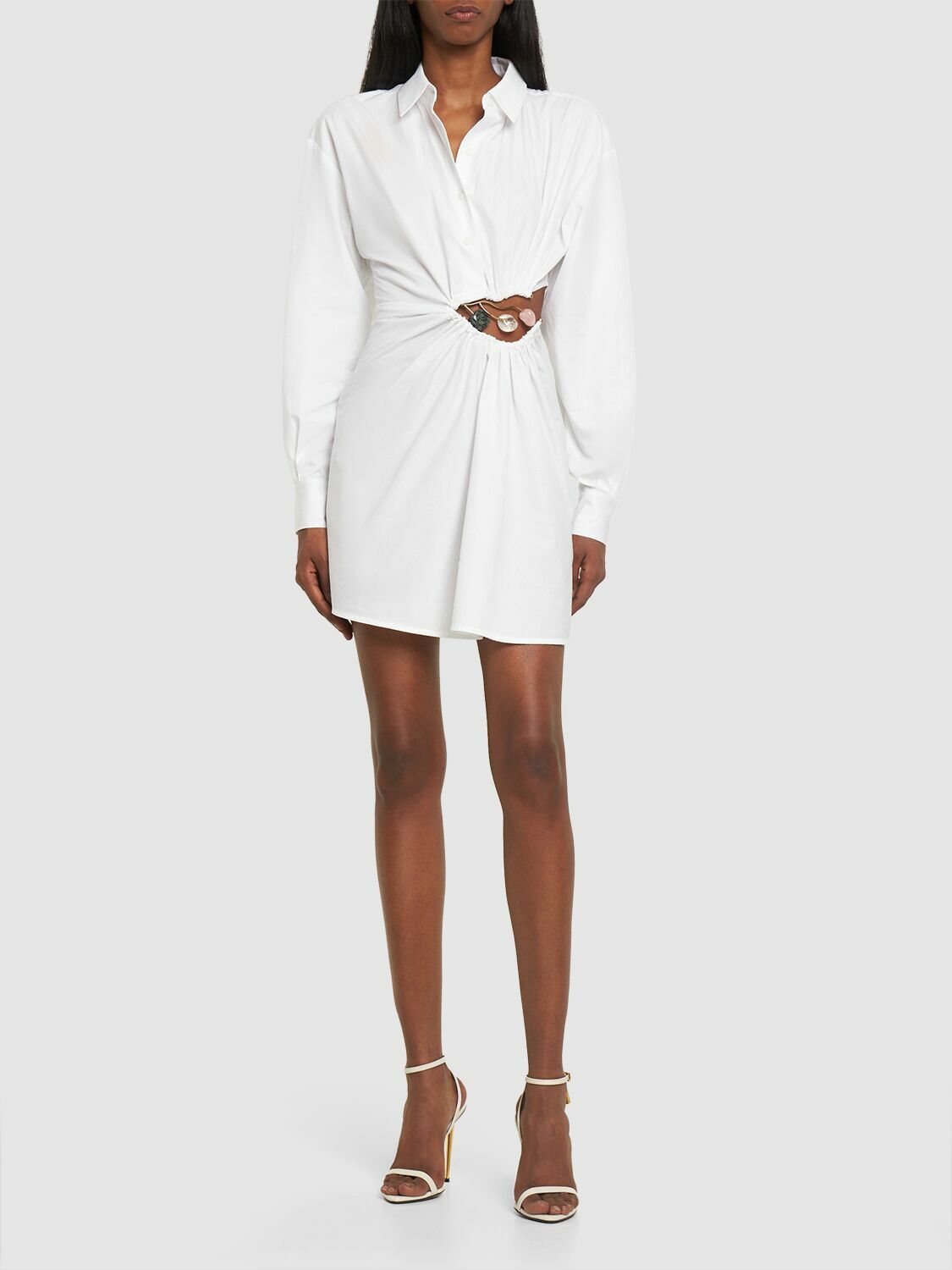 CHRISTOPHER ESBER Folia Cut Out Poplin Mini Shirt Dress Christopher Esber