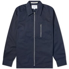 Norse Projects Men's Ulrik Gabardine Zipped Overshirt in Dark Navy