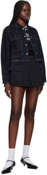 We11done Navy Cropped Denim Jacket