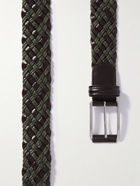 ANDERSON'S - 3.5cm Leather-Trimmed Waxed-Cotton Woven Belt - Green