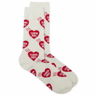 Human Made Men's Heart Socks in White Red