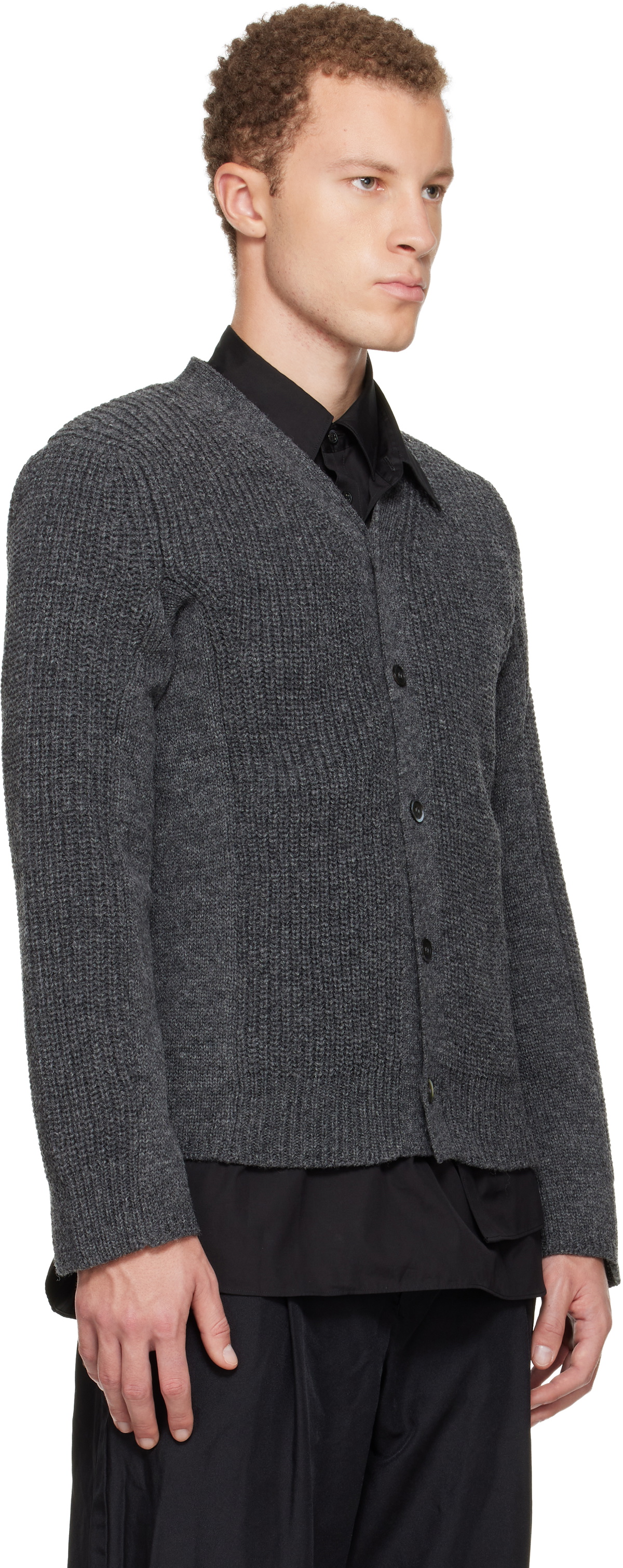 Comme des Garçons Homme Deux Gray Wool Cardigan
