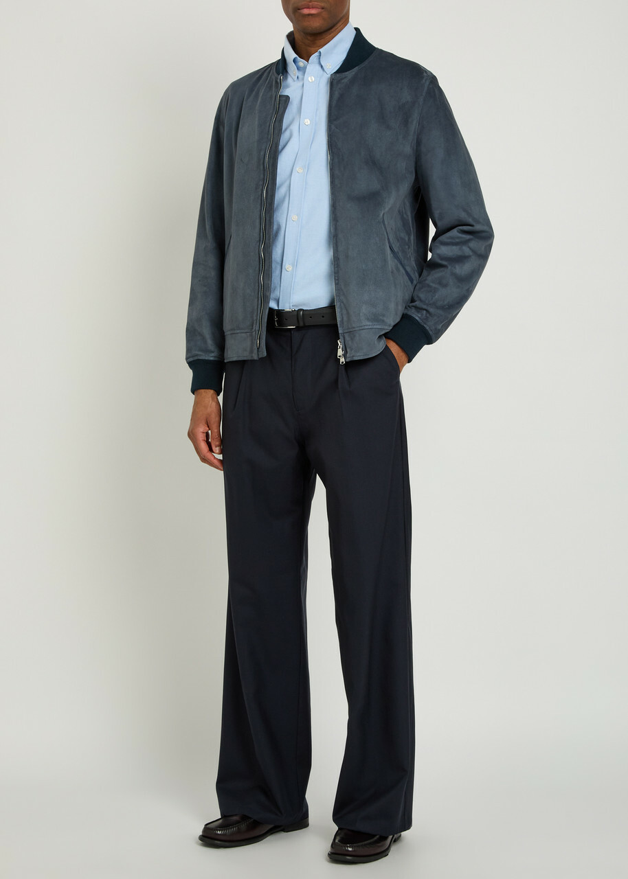 Valstar Evans Suede Bomber Jacket Blue