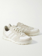 Y-3 - Marathon Distressed Suede and Leather Sneakers - White