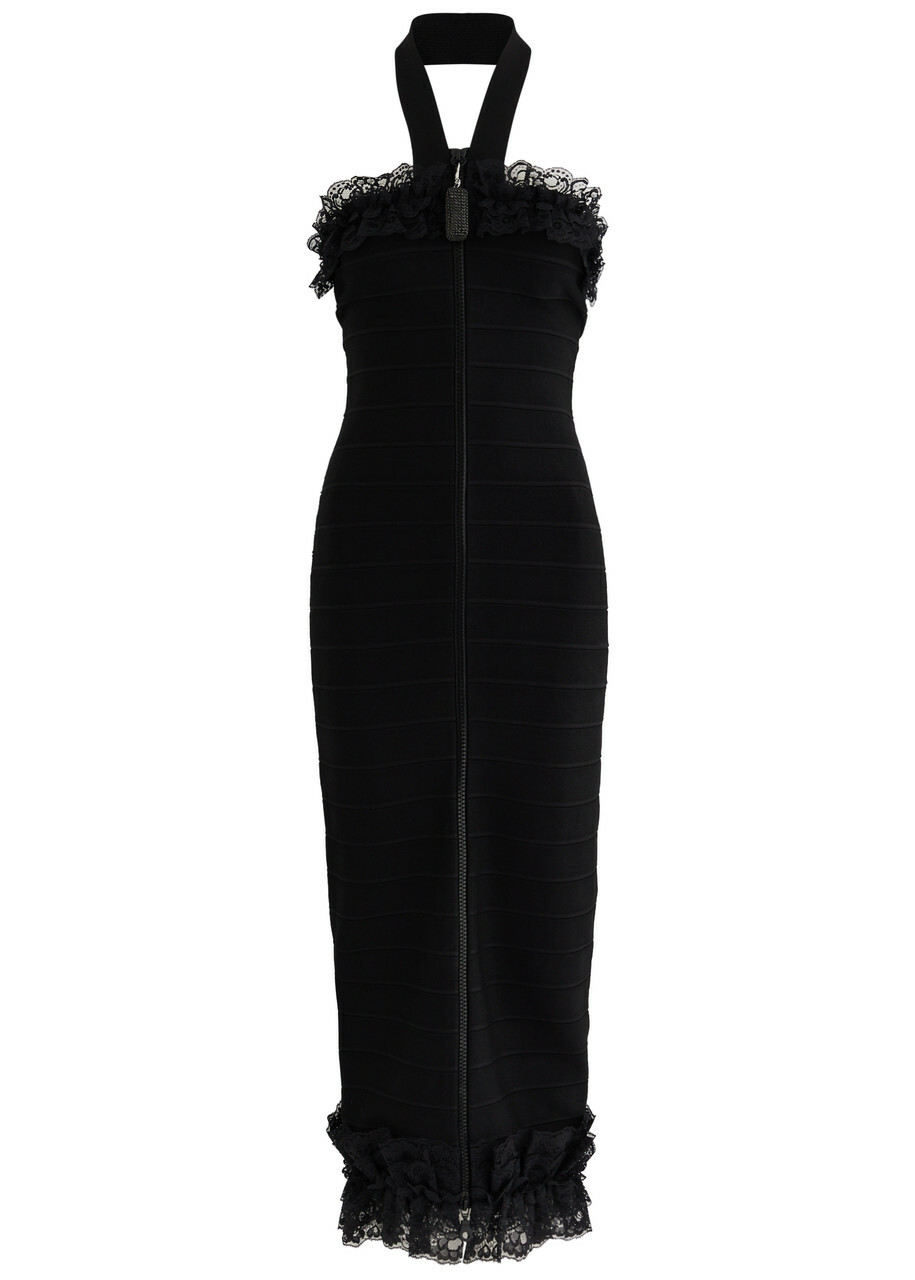 Self-portrait X Christopher Kane Lace-trimmed Midi Dress Black Self-Portrait